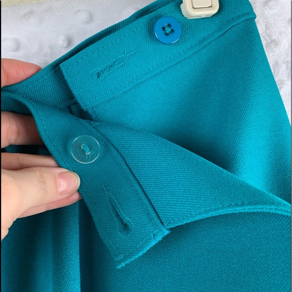 VINTAGE JC Penny 1970s Midi Skirt Turquoise - Picture 7 of 8